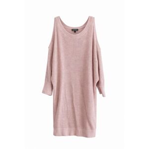 Express Cold Shoulder Knit Sweater XS Pink Dolman Sleeve Lightweight